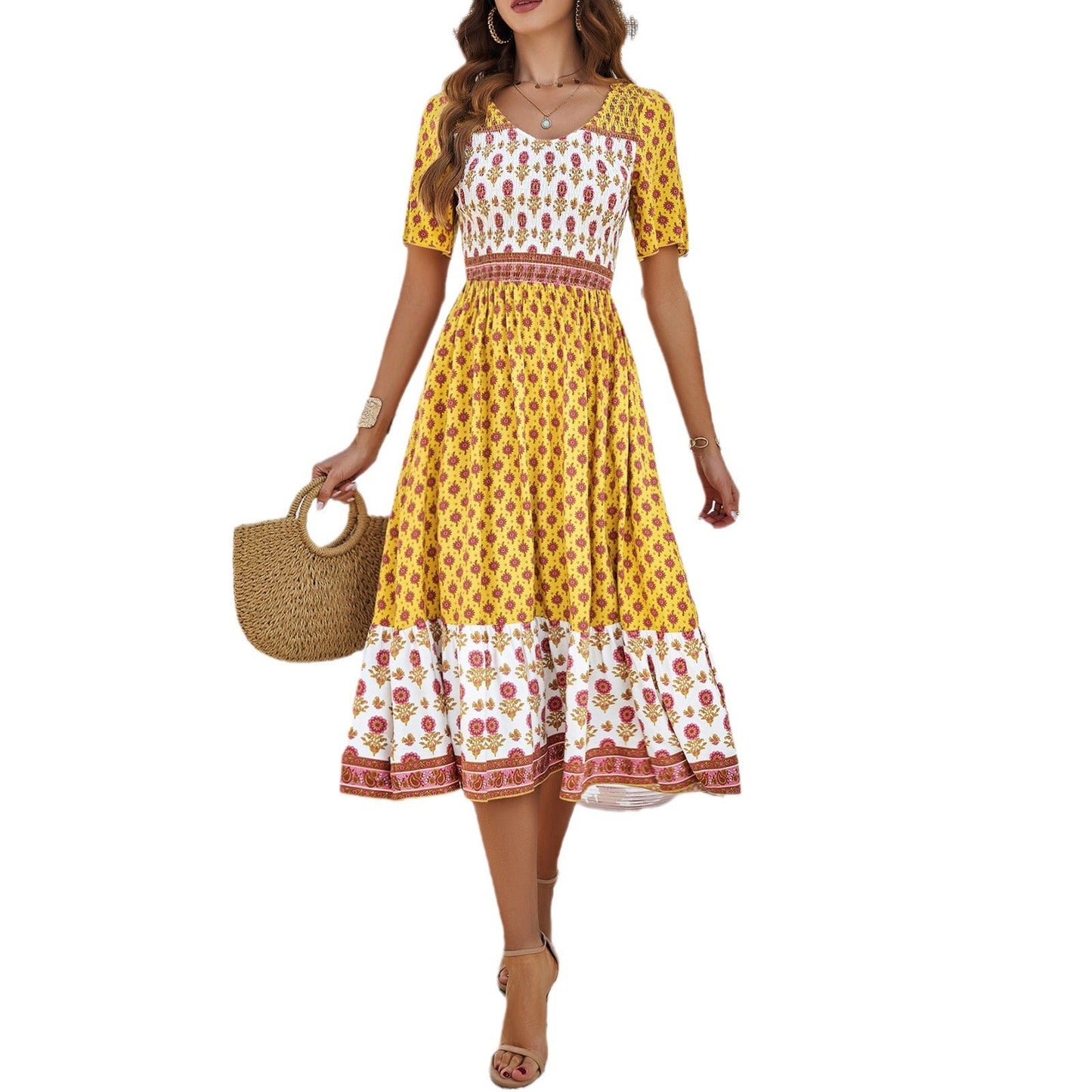 Boho Printed Sophie Laurie Summer Midi Dress