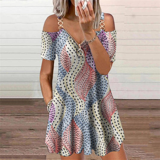 Chic Print Short Sleeve Dress by Sophie Laurie