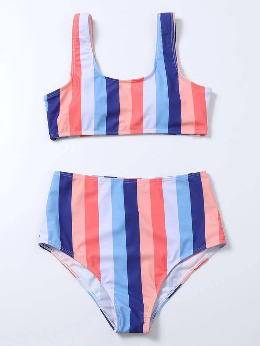 Vibrant Striped High Waist Bikini by Sophie Laurie