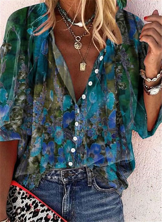 Floral Button-Up Sophie Laurie Short Sleeve Shirt