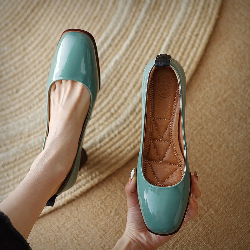 Elegant Leather Chunky Heels by Sophie Laurie