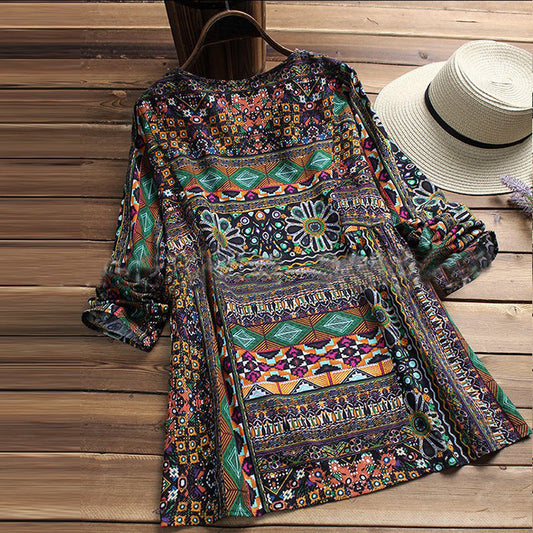 Boho Print Cotton Blouse Sophie Laurie