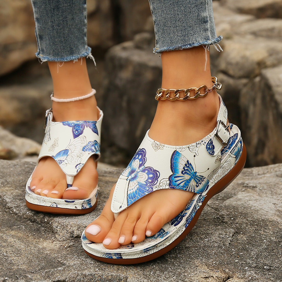 Floral Wedge Sandals by Sophie Laurie