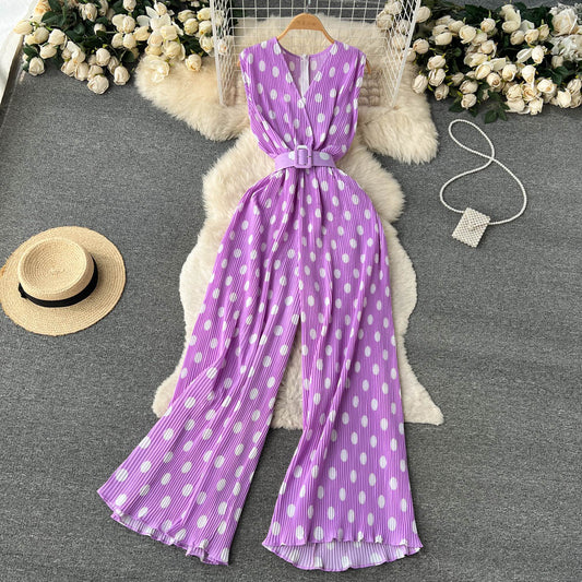 Chic Polka Dot Chiffon Jumpsuit by Sophie Laurie
