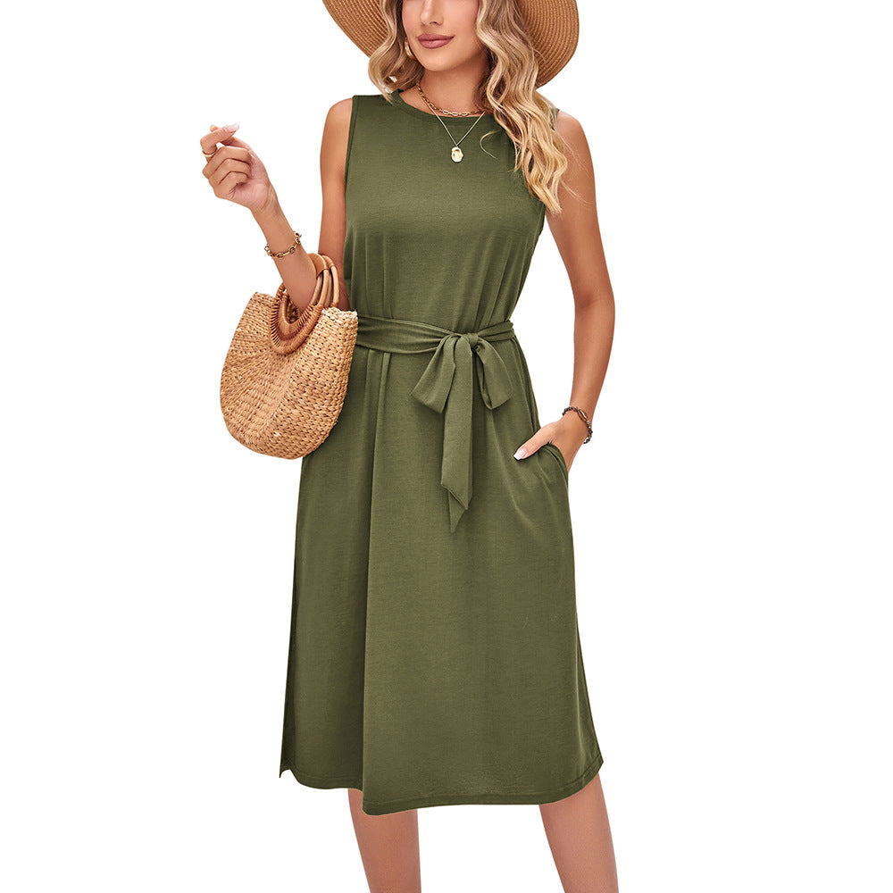 Chic Sleeveless Belted Midi Dress by Sophie Laurie