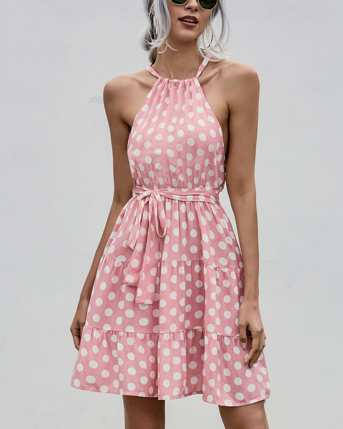 Chic Polka Dot Halter Dress by Sophie Laurie