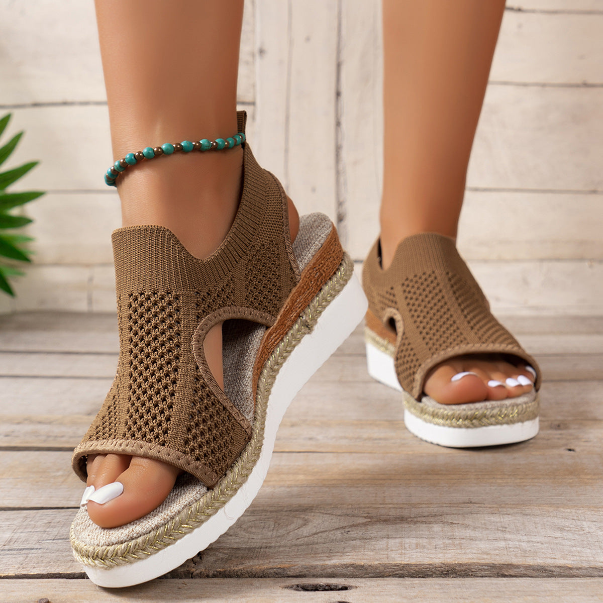 Chic Woven Wedge Sandals by Sophie Laurie