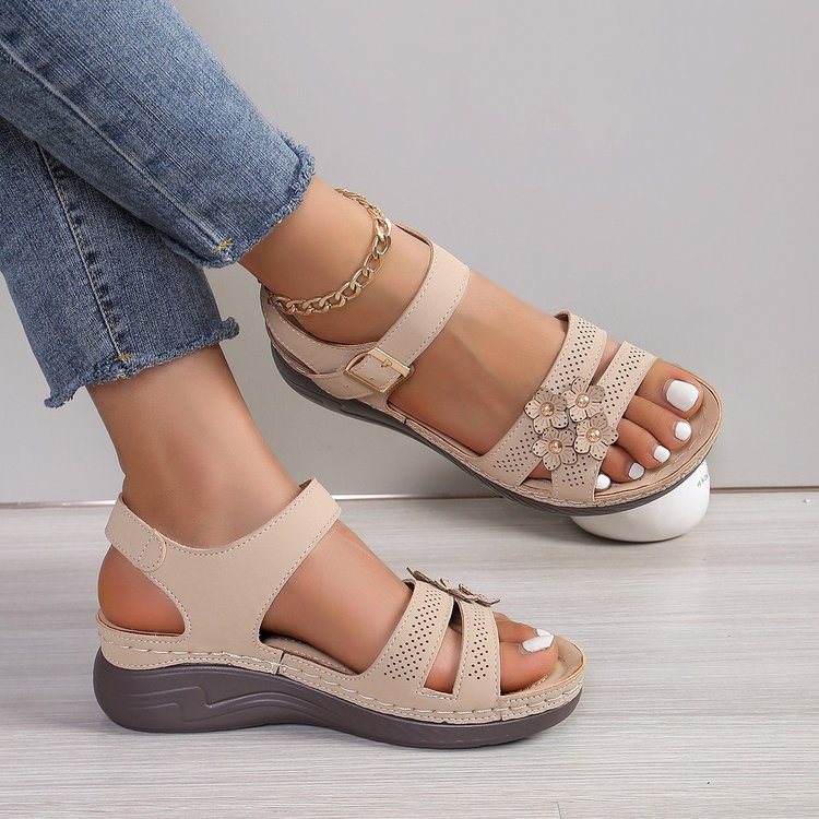 Floral Comfort Wedge Sandals by Sophie Laurie