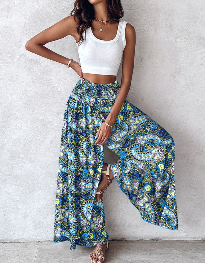 Retro Floral Wide-Leg Pants by Sophie Laurie