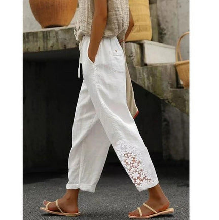 Elegant Cotton Linen Cropped Pants Sophie Laurie