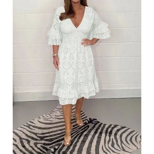 Chic Embroidered V-Neck Dress by Sophie Laurie