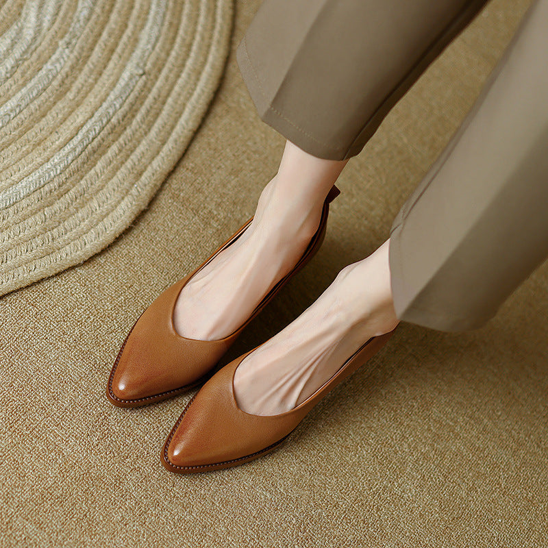 Elegant Sheepskin Low Heels by Sophie Laurie