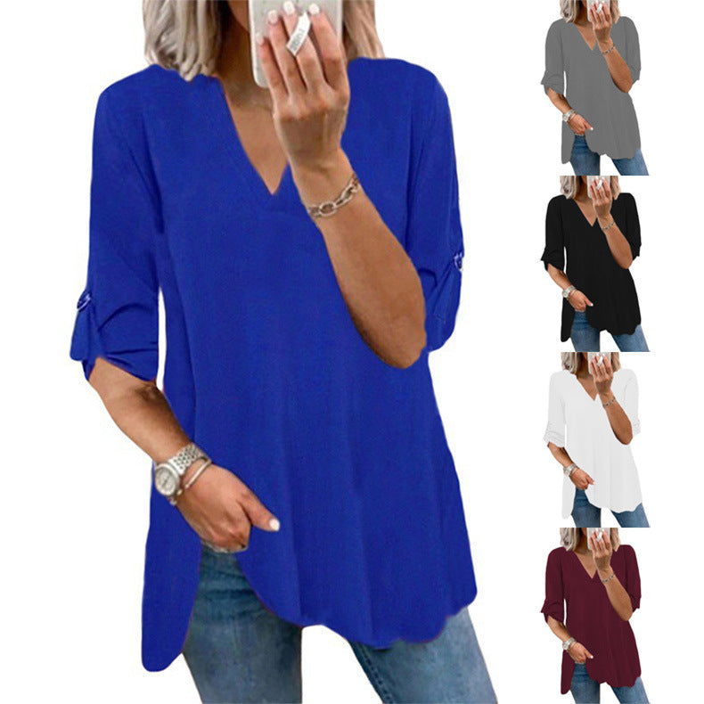 Chic V-Neck Loose Chiffon Top by Sophie Laurie