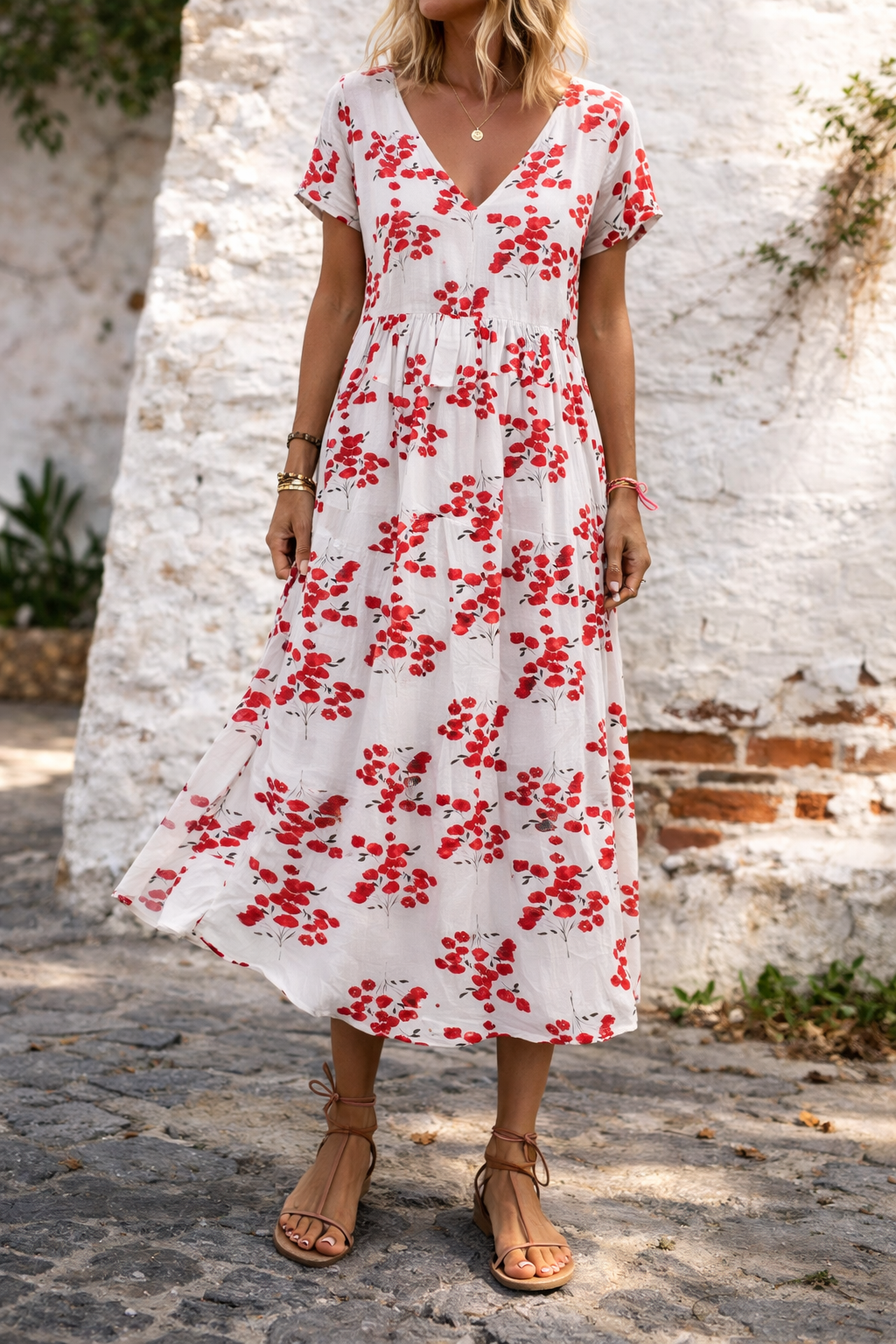 Floral Cotton V-Neck Maxi Dress by Sophie Laurie