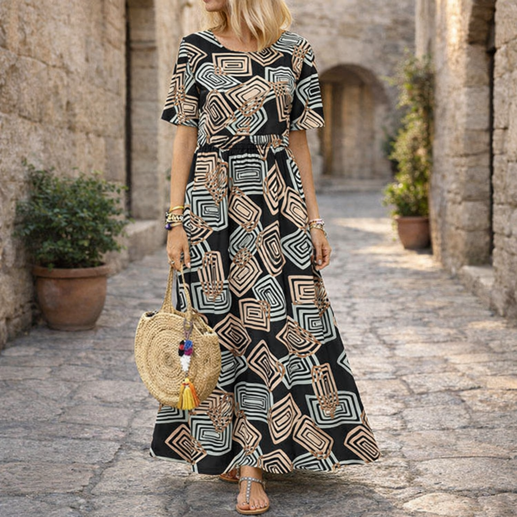 Geometric Summer Maxi Dress by Sophie Laurie