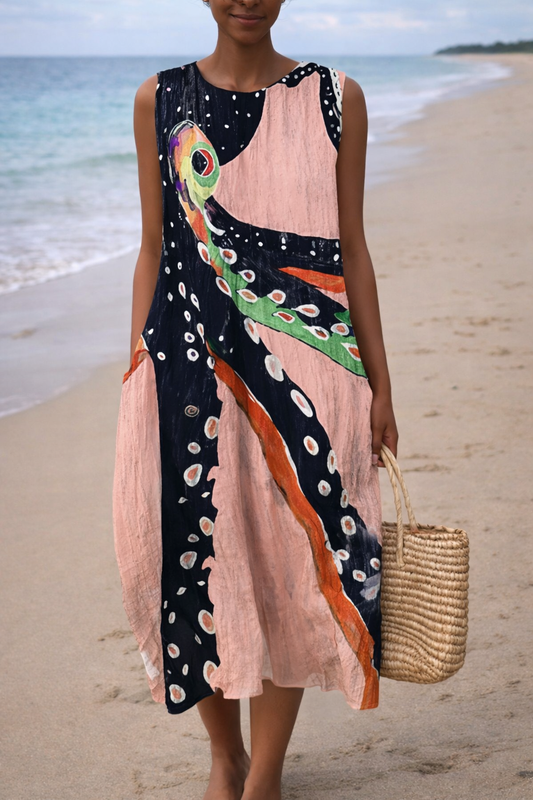 Vibrant Sleeveless Print Dress by Sophie Laurie