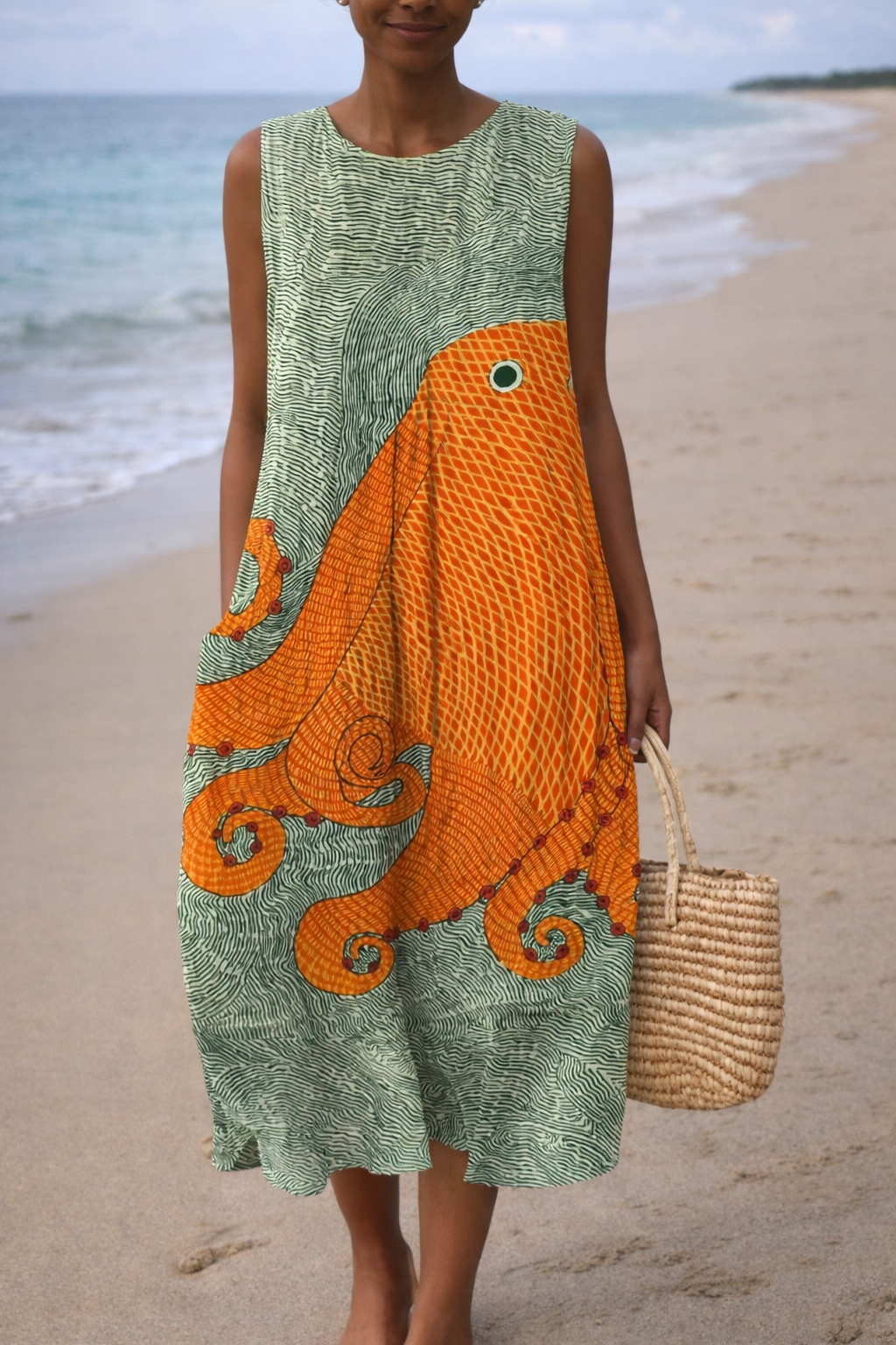 Vibrant Sleeveless Print Dress by Sophie Laurie
