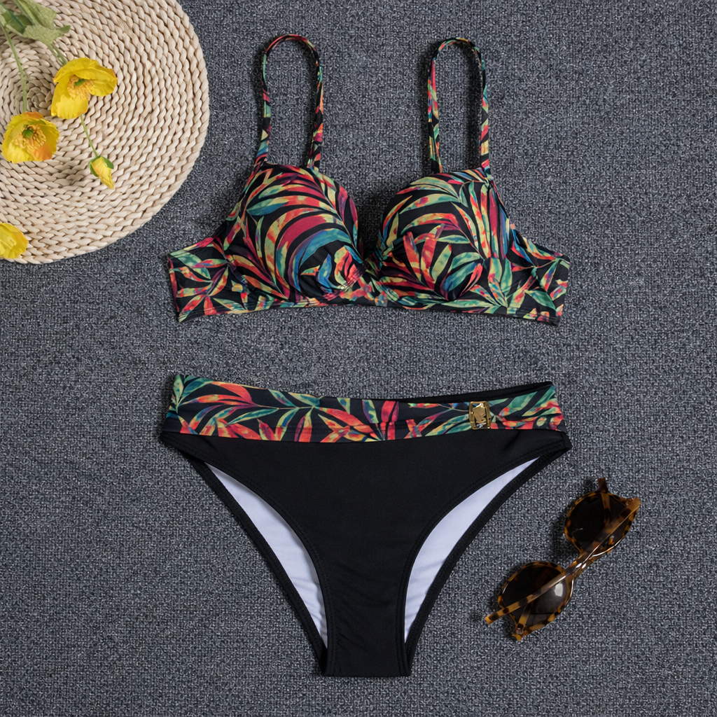 Floral Gathered Sophie Laurie Backless Bikini Set