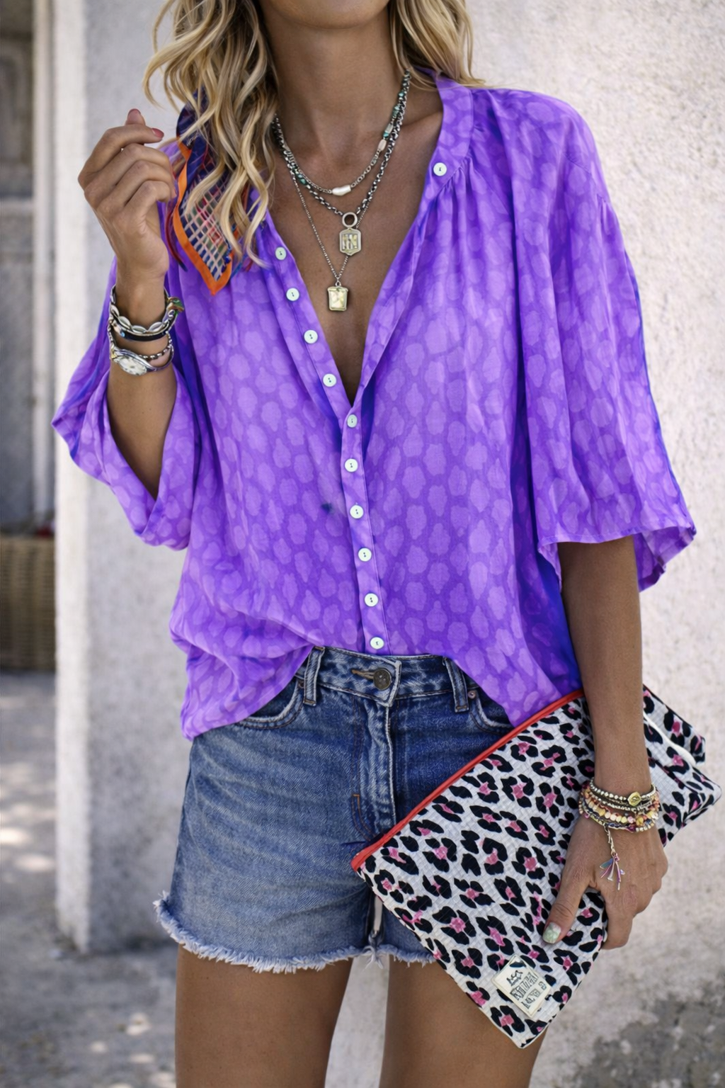 Chic Print Lantern Sleeve Shirt by Sophie Laurie