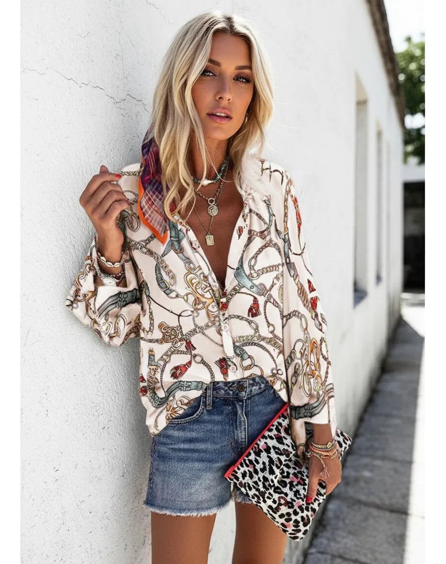 Vibrant Printed Sophie Laurie Street Style Shirt