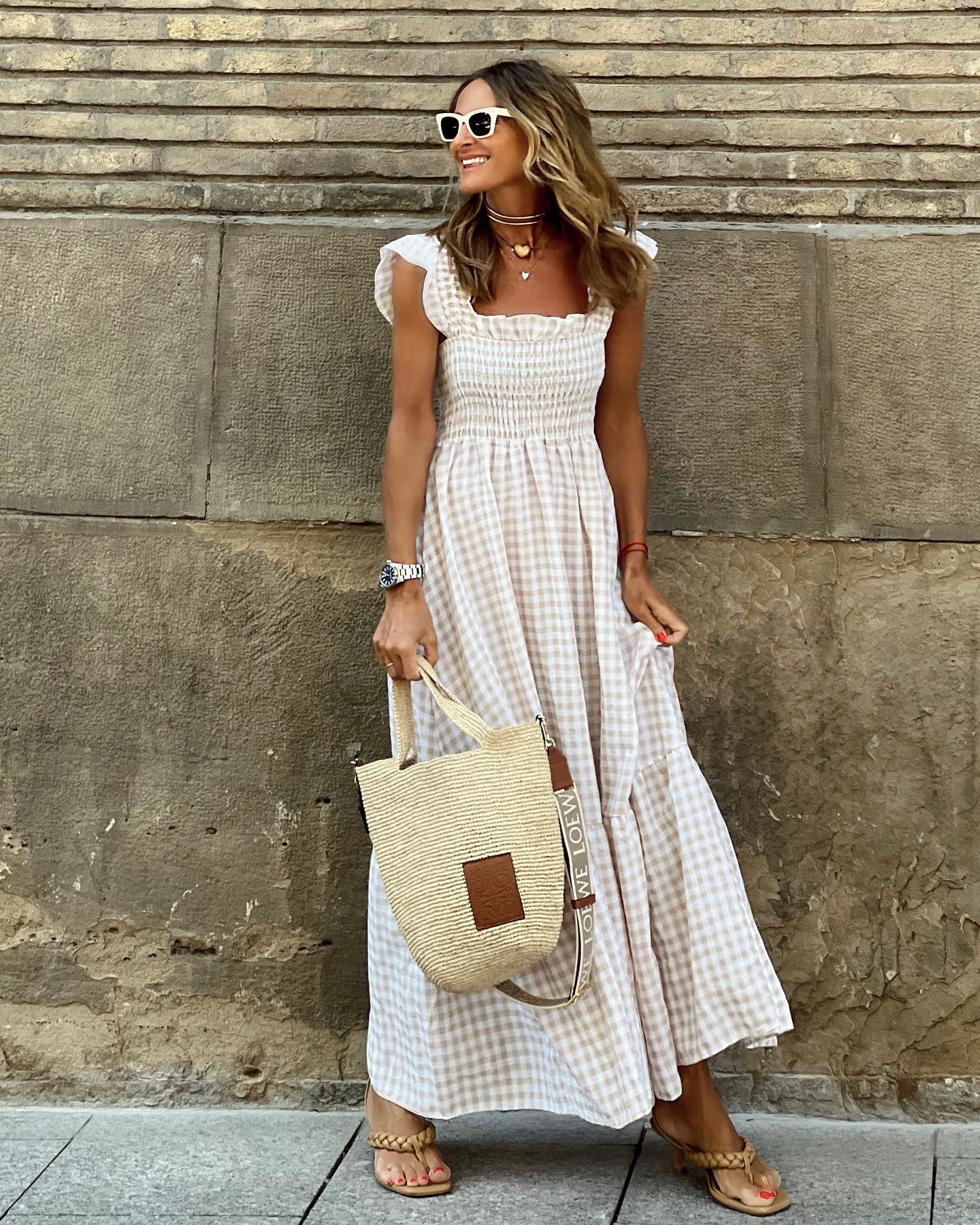 Plaid Ruffle Maxi Dress by Sophie Laurie