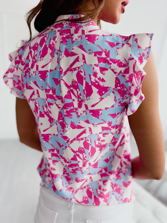 Vibrant Ruffled V-Neck Blouse by Sophie Laurie