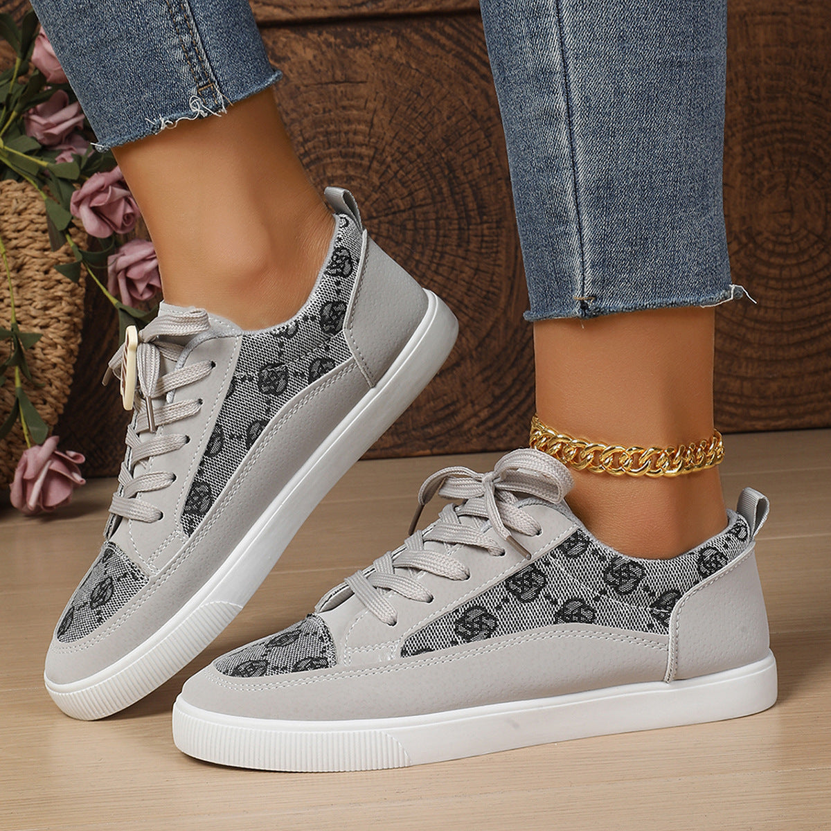 Floral Embroidered Sophie Laurie Casual Sneakers