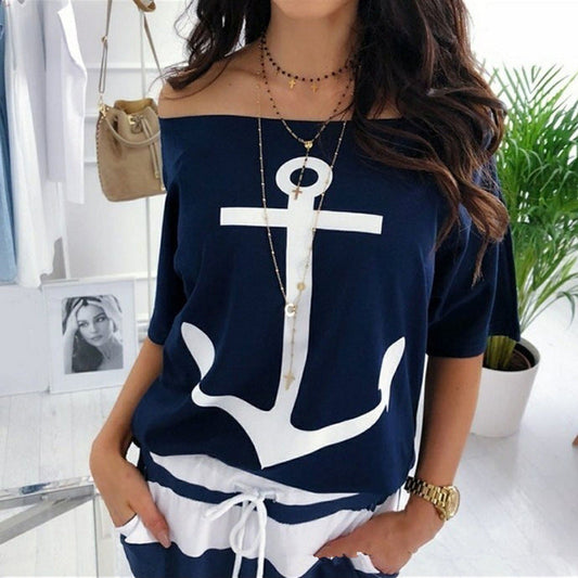 Nautical Anchor Off-Shoulder Top by Sophie Laurie