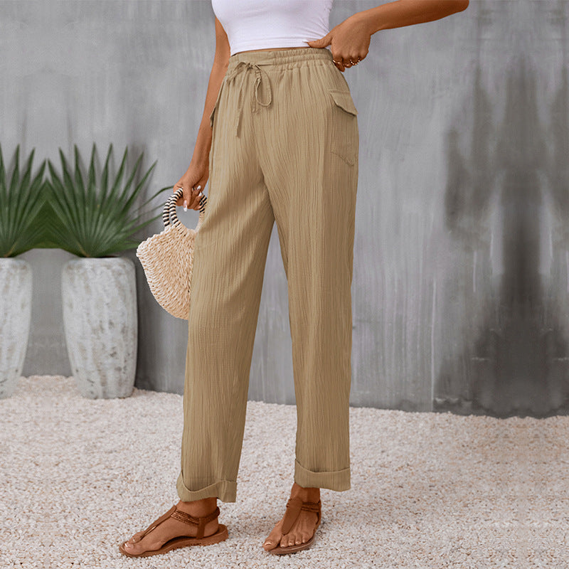 Pleated Khaki Straight Pants Sophie Laurie