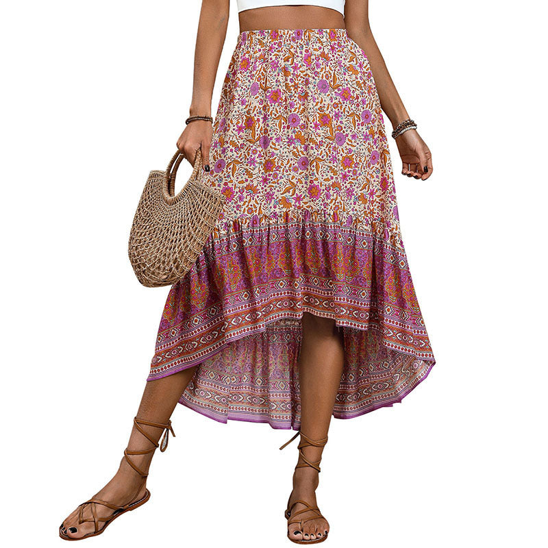 Boho Floral Sophie Laurie A-Line Cotton Skirt