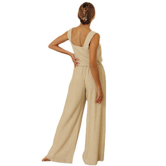 Relaxed Cotton Linen Vest Set by Sophie Laurie