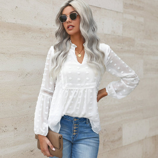 Chic Lace V-Neck Blouse by Sophie Laurie