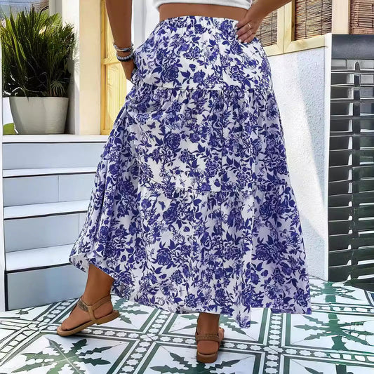 Floral Print Sophie Laurie Plus Size Maxi Skirt