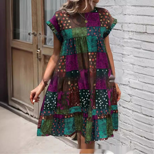 Boho Patchwork Sophie Laurie Summer Midi Dress