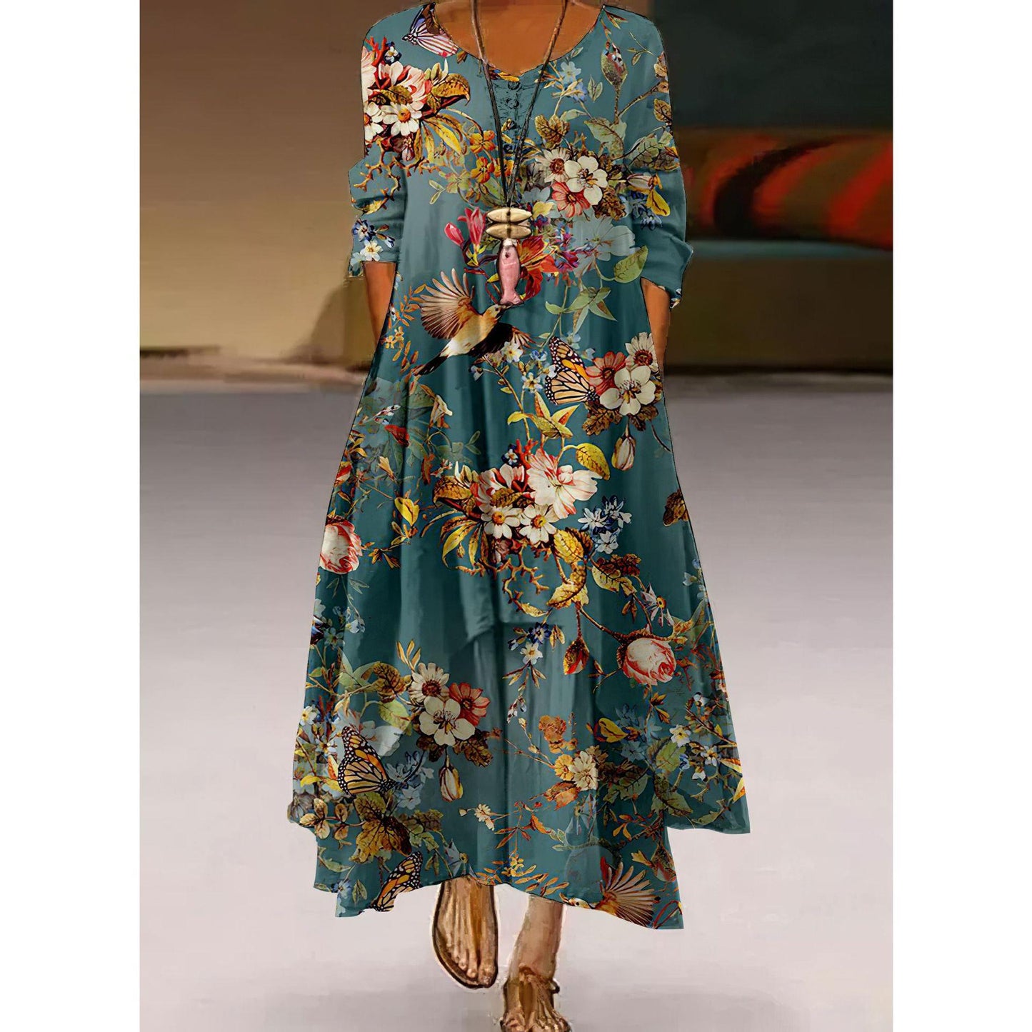 Artistic Floral Swing Dress by Sophie Laurie