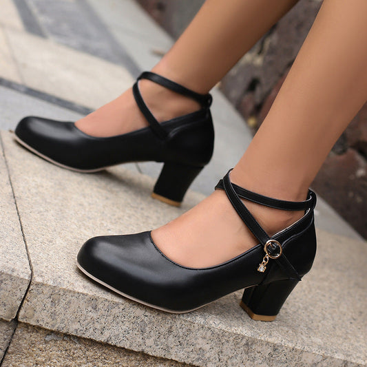 Elegant Chunky Heel Mary Janes by Sophie Laurie