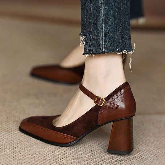 Elegant Sophie Laurie Square Toe Chunky Heels