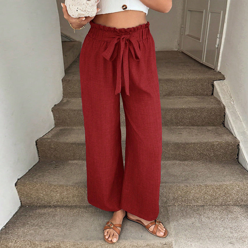 Red Wide-Leg Sophie Laurie Drawstring Pants