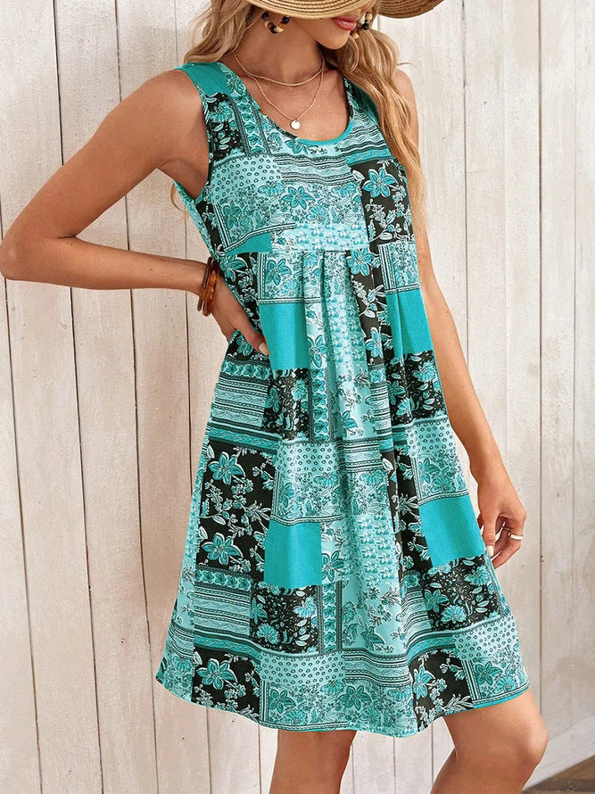 Printed A-Line Sleeveless Dress by Sophie Laurie