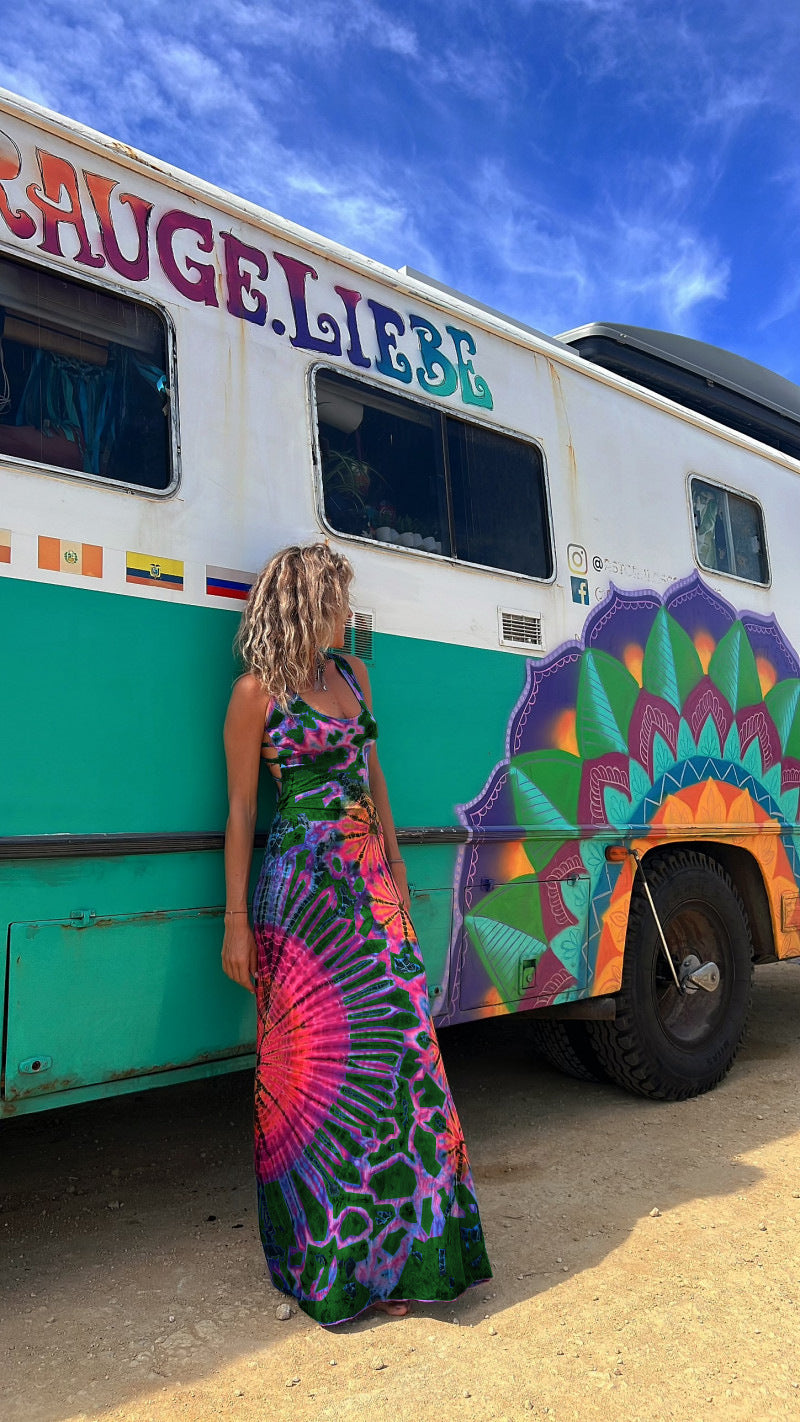 Vibrant Geometric Sophie Laurie Backless Maxi Dress