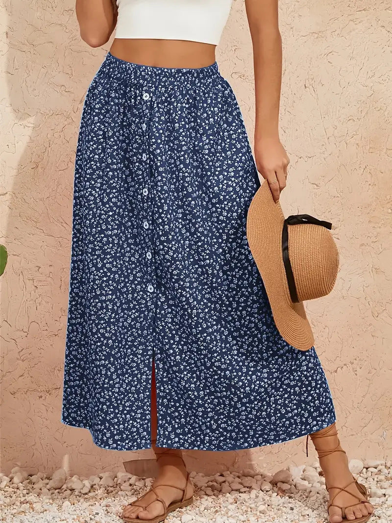 Pastoral Floral A-Line Skirt by Sophie Laurie