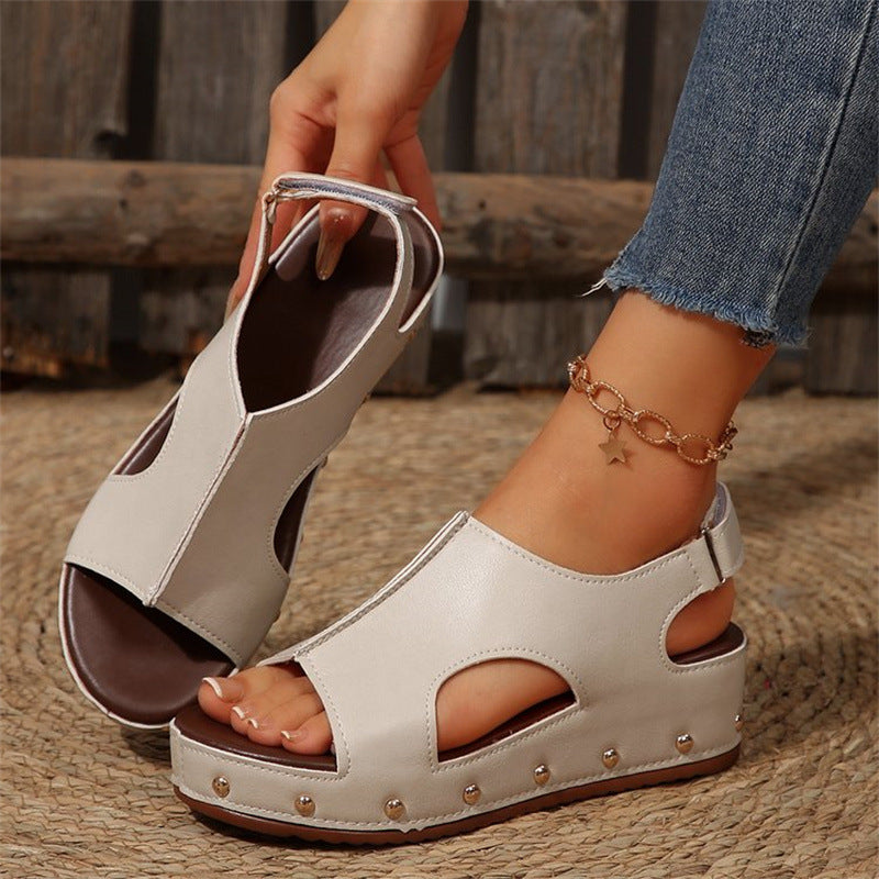 Chic Platform Peep Toe Sandals by Sophie Laurie