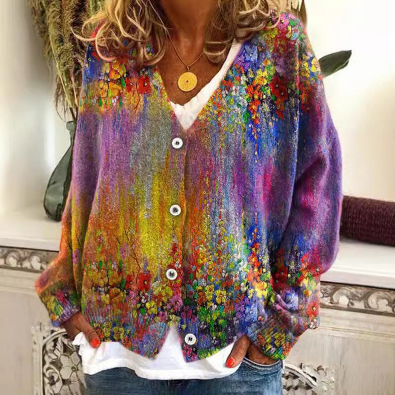 Vibrant Abstract Sophie Laurie Casual Cardigan