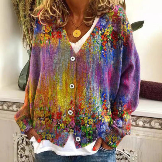 Vibrant Abstract Sophie Laurie Casual Cardigan