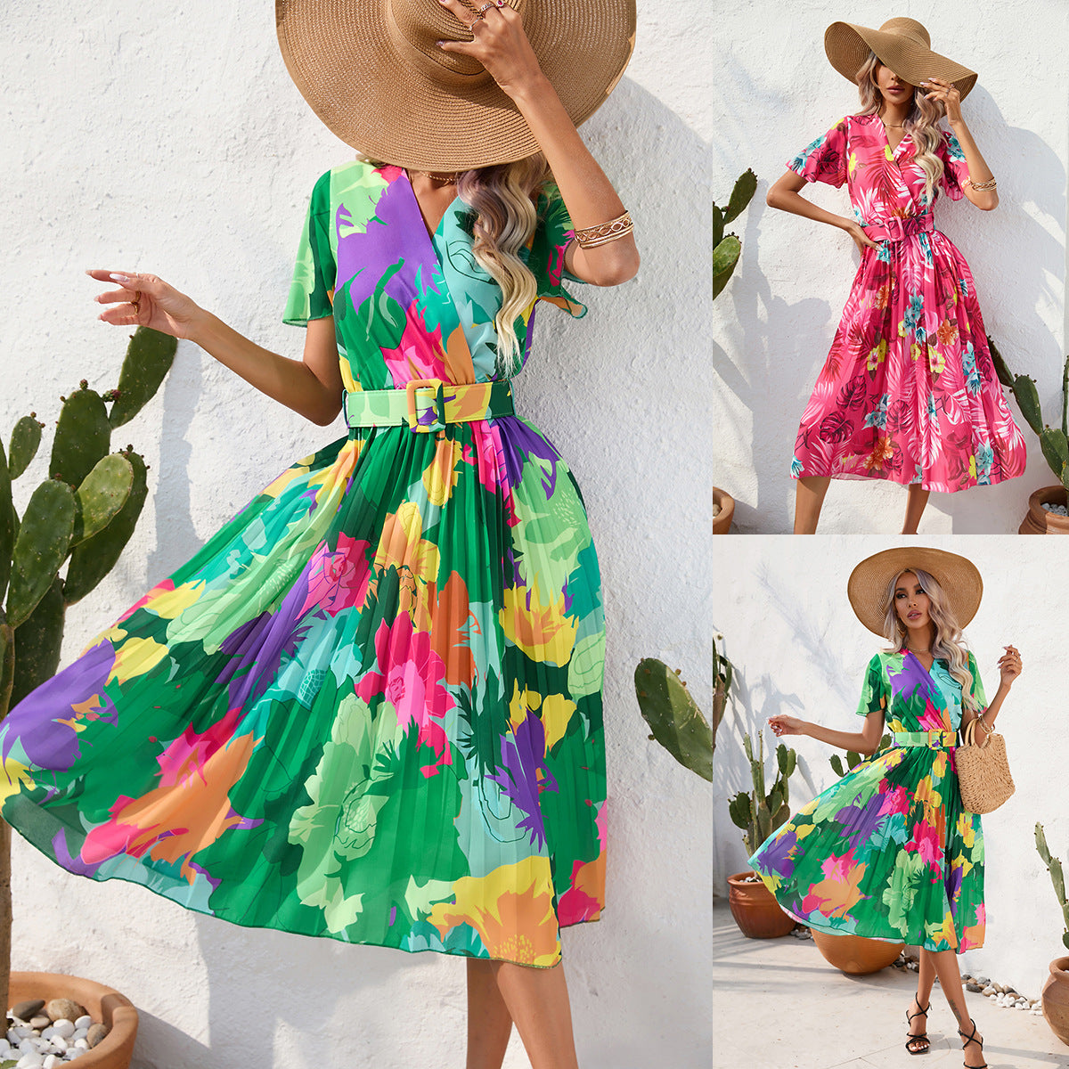Vibrant Floral Sophie Laurie Summer Midi Dress