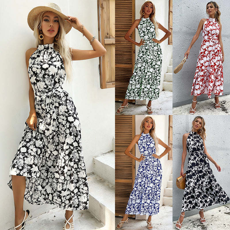 Printed Halter Maxi Dress by Sophie Laurie