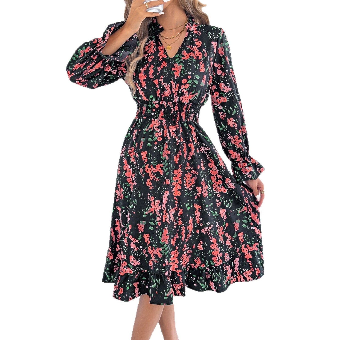 Floral Bell Sleeve Sophie Laurie Midi Dress