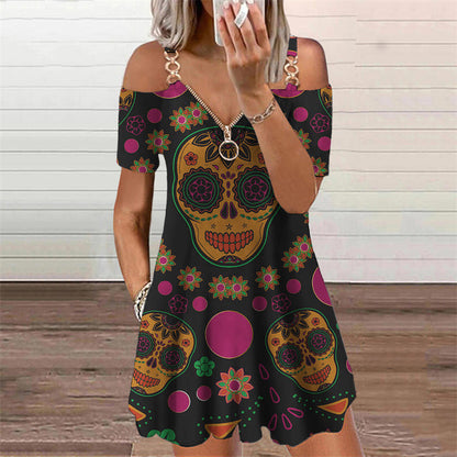 Chic Print Short Sleeve Dress by Sophie Laurie