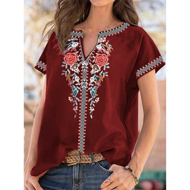 Ethnic Print Short Sleeve Top Sophie Laurie