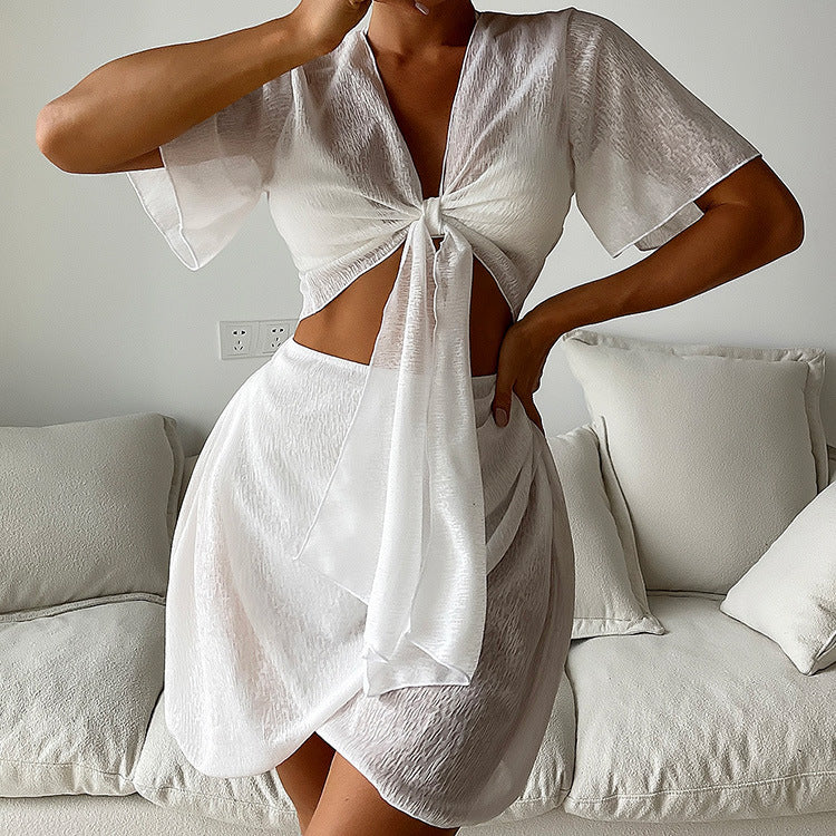 Chic Split White Bikini Set by Sophie Laurie